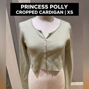 Princess Polly Green Cropped  Button Front Long Sleeve | size 4